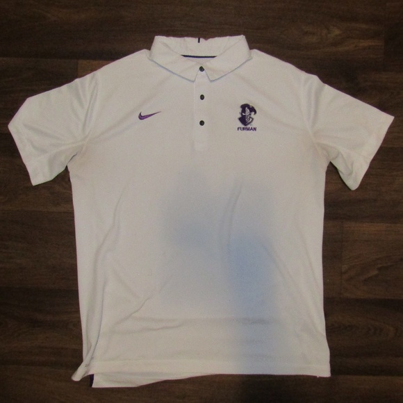 Nike Other - Nike Furman University Polo White Purple Sz Large